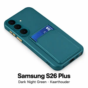 Siliconen Samsung S26 Plus hoesje met kaarthouder – Dark Night Green