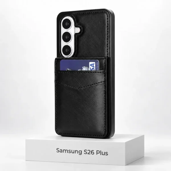 Samsung S26 Plus wallet case met kaarthouder in Black