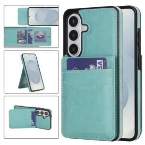 Samsung S26 Plus wallet case met kaarthouder en stand in Mint