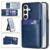 Samsung S26 Plus wallet case met kaarthouder en stand in Navy Blue