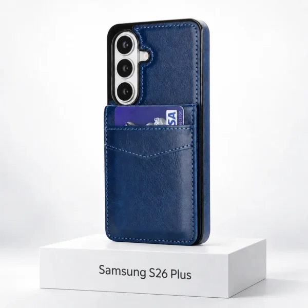 Samsung S26 Plus wallet case met kaarthouder in Navy Blue