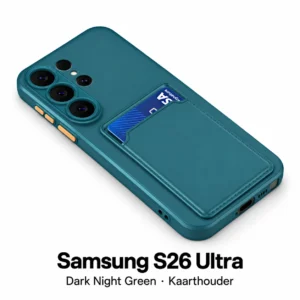 Siliconen Samsung S26 Ultra hoesje met kaarthouder – Dark Night Green