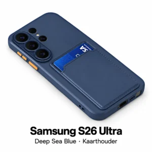 Siliconen Samsung S26 Ultra hoesje met kaarthouder – Deep Sea Blue