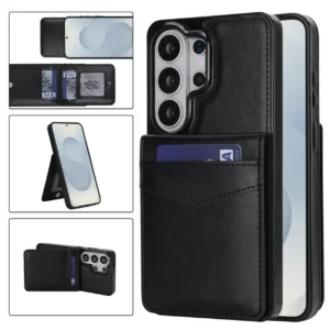 Samsung S26 Ultra wallet case met kaarthouder en stand in Black