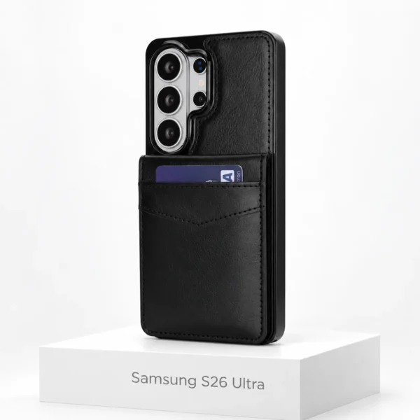 Samsung S26 Ultra wallet case met kaarthouder in Black