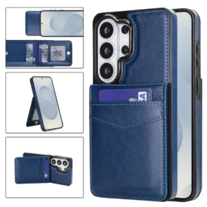 Samsung S26 Ultra wallet case met kaarthouder en stand in Navy Blue