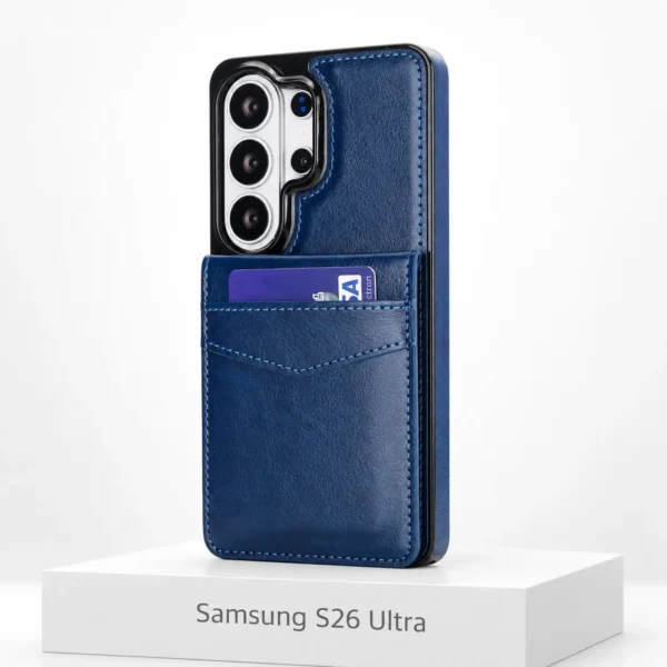 Samsung S26 Ultra wallet case met kaarthouder in Navy Blue