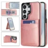 Samsung S26 Ultra wallet case met kaarthouder en stand in Rose Gold