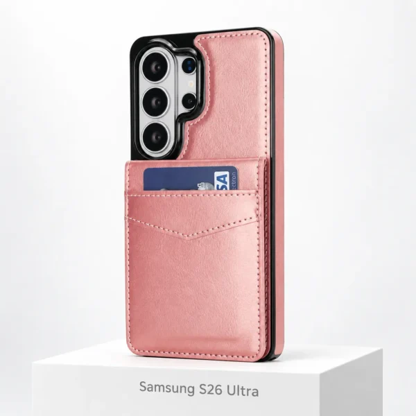 Samsung S26 Ultra wallet case met kaarthouder in Rose Gold