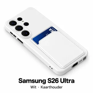 Siliconen Samsung S26 Ultra hoesje met kaarthouder – Wit