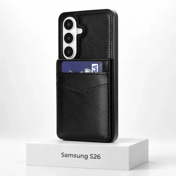 Samsung S26 wallet case met kaarthouder in Black