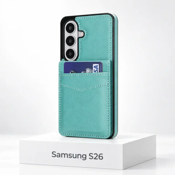 Samsung S26 wallet case met kaarthouder in Mint