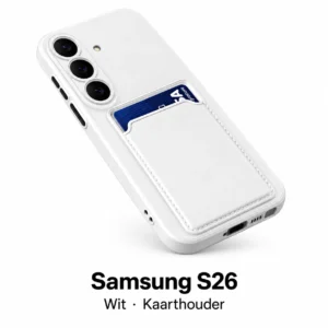Siliconen Samsung S26 hoesje met kaarthouder – Wit