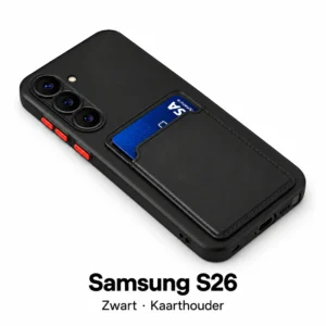 Siliconen Samsung S26 hoesje met kaarthouder – Zwart